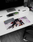 28x12 inches Reimu Hakurei mouse pad, Touhou shrine maiden under drifting sakura petals, looking back.