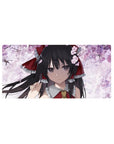 32x16 inches anime girl mouse pad with sakura petals, cloudy white background, and red ribbon detail.