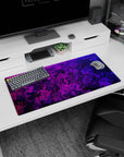 Creative energy design on 32x16 desk mat brings Abstract Contour's bold aesthetic to life vividly