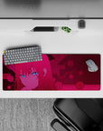 Intense 32x12 mouse pad features Zero Two’s electric gaze and intricate circuit details for fans of futuristic artistry