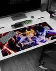Edward and Alphonse Fullmetal Alchemist desk pad, 40x20 inches, with Roy in a fiery action scene.