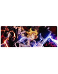 Fullmetal Alchemist anime mouse pad, 32x12 inches, with Edward, Alphonse, Roy, and battle-ready art.