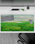 32x16 inches mouse pad showcasing rolling green hills and shimmering waters for a tranquil, serene workspace design.