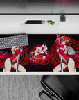Rias Gremory desk pad 36x16 inches, featuring bold magenta and red sigil backdrop, perfect for High School DxD fans.
