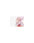 Classic anime girl mouse pad 14x10 inches with pink curly hair, tiny horns, shrine maiden kimono and sash bow.