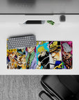 28x12 inches mouse pad with Dio, Kira, Diavolo, and JoJo's villains, showcasing bold expressions and capturing the intensity of their battles.