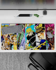 32x16 inches mouse pad with Dio, Kira, Diavolo, and other JoJo villains, showcasing their fierce expressions and bold colors, capturing the intensity of their power.