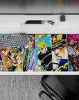 36x16 inches desk pad with Dio, Kira, Diavolo, and other villains from JoJo's Bizarre Adventure, capturing the fierce tension of their battles with bold colors.
