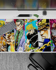 40x20 inches desk pad with Dio, Kira, Diavolo, and famous JoJo villains, showcasing fierce expressions and vivid colors that bring JoJo's tension to life.