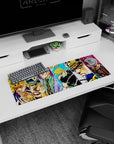 Artistic 32x12 inches mouse pad with Dio, Kira, Diavolo, and other JoJo villains, blending tension and power through intense colors and fierce designs.