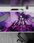 Purple nebula anime desk pad 40x20 inches in violet haze with star-speckled glow and intense cute vibe.