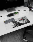 Berserk mouse pad, 28x12 inches, featuring Guts in his Berserker Armor with the red-eyed Beast of Darkness, perfect for adding intensity to your workspace.