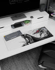 Artistic 32x12 inches mouse pad showcasing Guts in his Berserker Armor with the Beast of Darkness, perfect for fans seeking an intense and bold desk design.