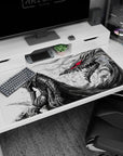 Large 40x20 inches desk pad with Guts in his Berserker Armor and the Beast of Darkness, symbolizing the intense transformation and raw power of the Black Swordsman.