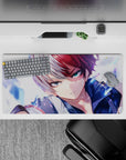 32x16 inches mouse pad with Todoroki, featuring a close-up design that highlights his ice power and focused expression.