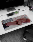 Modern 32x16 inches mouse pad featuring Zero Two design, with striking reds and deep contrasts to elevate your workspace with intense energy.
