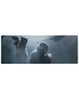 32x12 inches anime mouse pad with Akatsuki cloud design, Itachi and Kisame in a rainy Naruto scene.