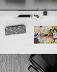 Warm yellow and cozy green anime girl mouse pad 14x10 inches with candy-bright hair and cute vibes.
