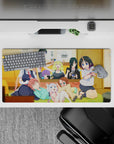 32x16 inches anime girl mouse pad in warm yellows and cozy greens with candy-bright hair.
