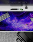 Deep purple, indigo, and misty lavender desk pad 40x20 inches for a cozy cosmic vibe.