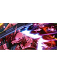 Mobile Suit Gundam Char Aznable red Zaku II anime desk pad 36x16 inches with Zeon insignia.