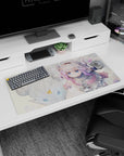32x16 inches anime girl mouse pad showing Kanna Kamui looking serious beside her fluffy dragon companion.