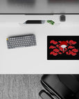 Small-sized 14x10 mouse pad with Uchiha emblem and red clouds adds bold style to any desk or workspace