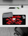 Compact 28x12 mouse pad showcases Uchiha's legacy with fan emblem and dramatic red cloud details