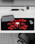 Intense 32x12 mouse pad features Uchiha's legendary strength with fan symbol and vivid red cloud accents