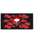 Uchiha fan mouse pad 32x16 featuring red clouds and clan symbol for dynamic gaming and work setups
