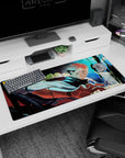 Artistic 36x16 inches desk pad with Sukuna’s chilling presence, featuring his glowing eyes and sinister grin, perfect for adding dark energy.