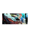 Mouse pad featuring Sukuna, the King of Curses, 28x12 inches, with glowing eyes and his sinister grin, perfect for fans of Jujutsu Kaisen.