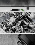 40x20 inches desk pad showcasing Guts in action with his Dragonslayer sword, a high-contrast design that embodies the essence of the Black Swordsman in Berserk.