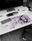 36x16 inches Violet Evergarden desk pad, Violet reaching as sealed envelopes drift by like promises.