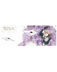 32x12 inches anime girl mouse pad with violet roses, floating envelopes, and gold accents, romantic desk mat.