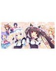 Anime girl mouse pad 32x16 inches featuring catgirls Chocola and Vanilla with bows, polka dots, and candy.