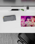 Neon-pink, glossy chaos anime mouse pad 14x10 inches with vivid print and dramatic night pop.