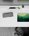 14x10 inches mouse pad with a hiker's silhouette and rich greens for an adventurous yet peaceful workspace vibe.