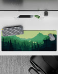 32x12 inches mouse pad with a hiker's silhouette and rich green tones, perfect for outdoor enthusiasts seeking calm.