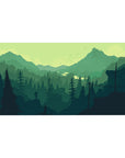 Mouse pad featuring a hiker's silhouette, 40x20 inches, with rich greens for an adventurous, calming nature vibe.