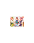 14x10 inches anime girl mouse pad with five yukata girls lined up at a pastel festival, waving.