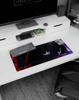 28x12 inches Sasuke Uchiha Sharingan stare mouse pad, red glowing eyes watching your desk setup.