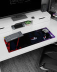32x12 inches Sasuke Uchiha Sharingan stare mouse pad, red eyes locked on you over a smoky backdrop.