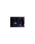 Classic anime mouse pad 14x10 inches with Sharingan-eyed ninja portrait, jagged black hair, gritty texture.
