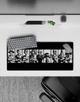 28x12 inches mouse pad with Luffy, Zoro, Sanji, and the Straw Hat Pirates in black-and-white silhouettes, perfect for One Piece fans.