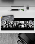 32x12 inches mouse pad with Luffy, Zoro, Sanji, and the Straw Hat Pirates in bold black-and-white silhouettes, exuding their iconic power.