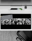 32x16 inches mouse pad with Luffy, Zoro, Sanji, and the Straw Hat Pirates in striking black-and-white silhouettes, perfect for One Piece enthusiasts.