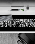 36x16 inches desk pad with Luffy, Zoro, Sanji, and the Straw Hat Pirates in bold black-and-white silhouettes, perfect for One Piece fans.