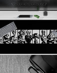 40x20 inches desk pad with Luffy, Zoro, Sanji, and the Straw Hat Pirates in black-and-white silhouettes, perfect for minimalist One Piece fans.