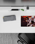 Stormy ink-stained anime mouse pad 14x10 inches with white, black, and orange firelight glow.